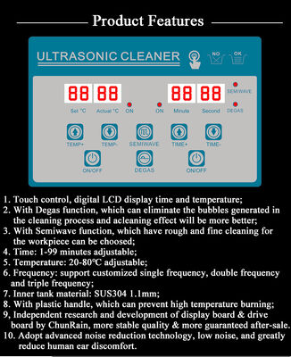 CR-010S 2L 60W プロデスクトップ デジタル Ultrasonic Cleaner with Heater and Degas and Semiwave for Dental Lab 歯科ラボ用